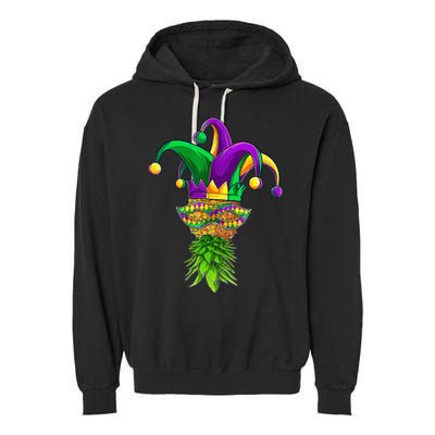 Upside Down Pineapple Mask Mardi Gras Garment-Dyed Fleece Hoodie