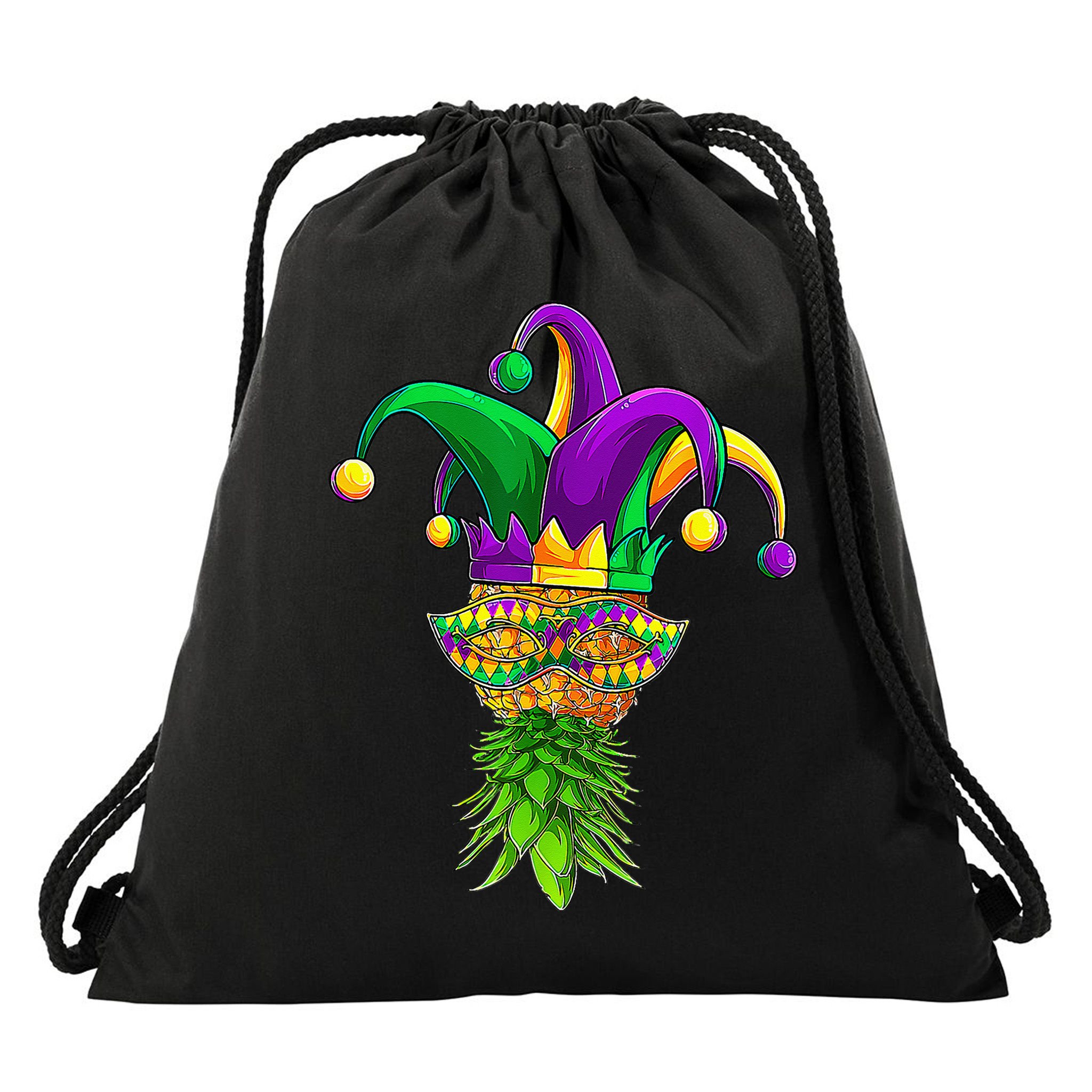 Upside Down Pineapple Mask Mardi Gras Drawstring Bag