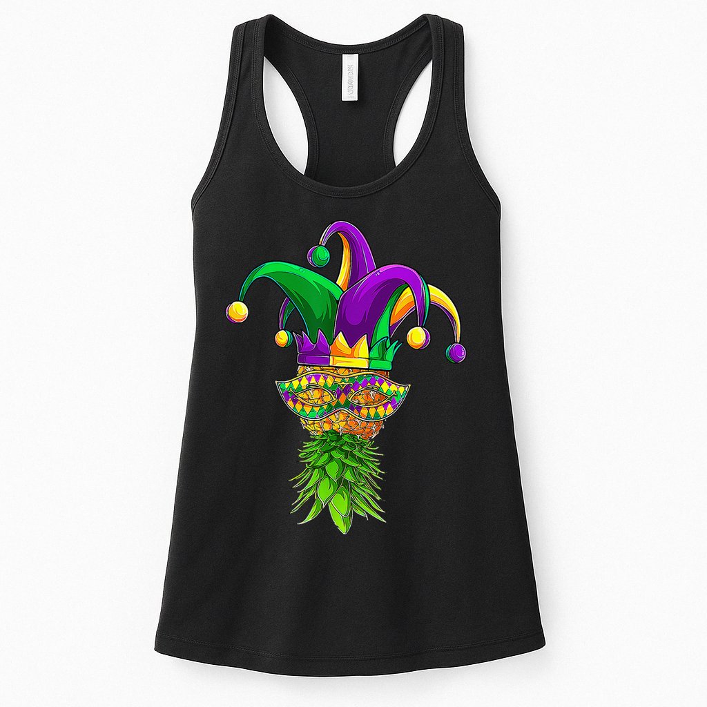 Upside Down Pineapple Mask Mardi Gras Womens Tank Top