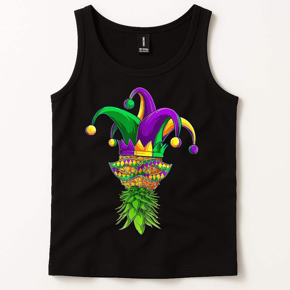 Upside Down Pineapple Mask Mardi Gras Tank Top