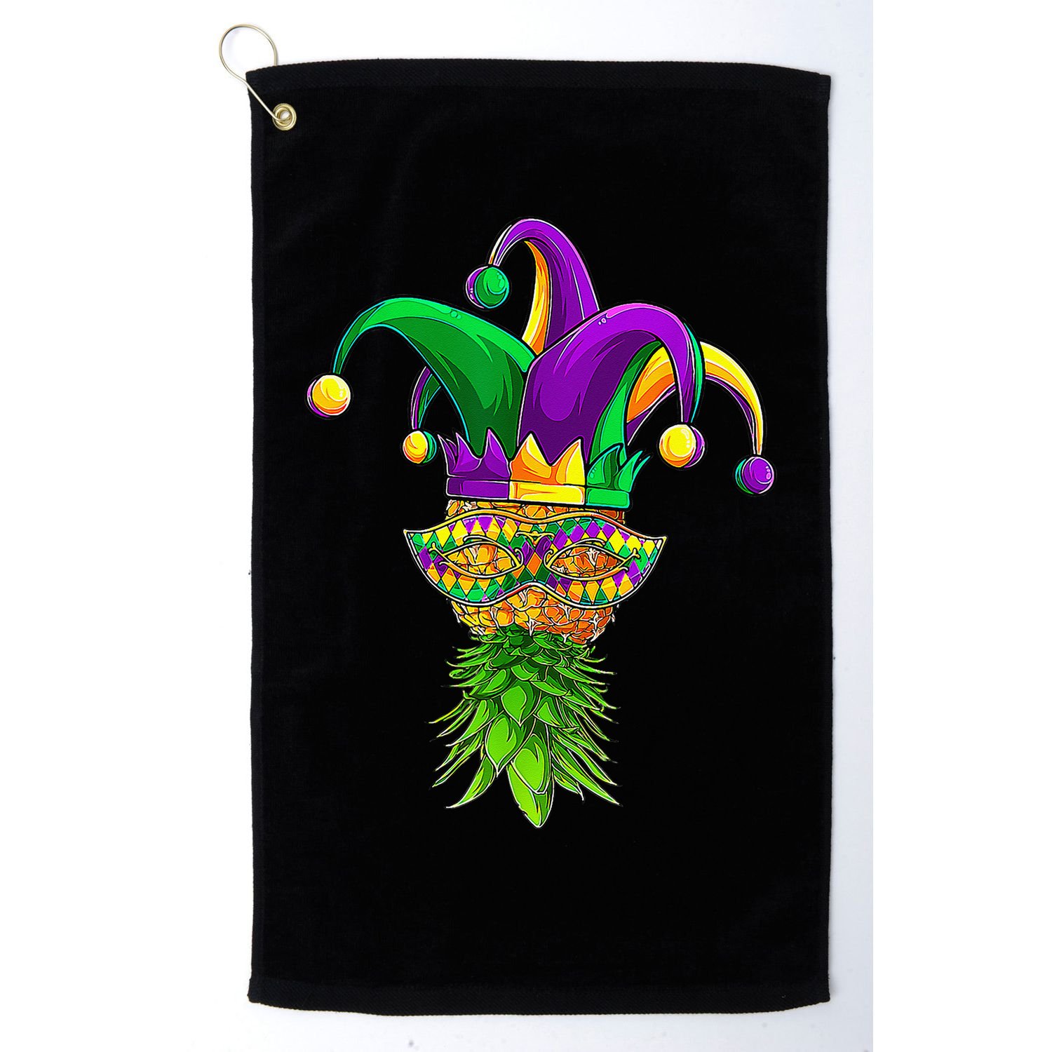 Upside Down Pineapple Mask Mardi Gras Golf Towel