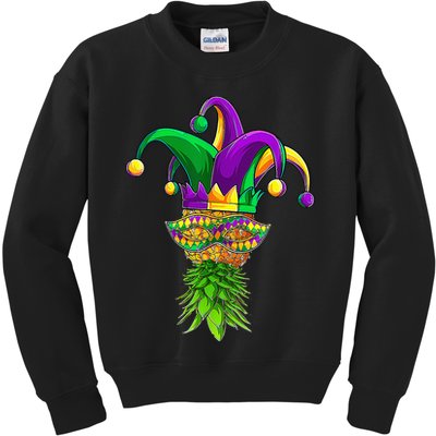 Upside Down Pineapple Mask Mardi Gras Kids Sweatshirt
