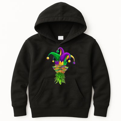 Upside Down Pineapple Mask Mardi Gras Kids Hoodie