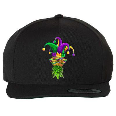 Upside Down Pineapple Mask Mardi Gras Wool Snapback Cap