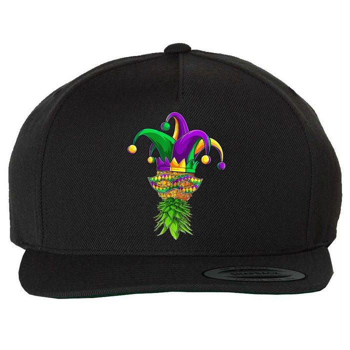 Upside Down Pineapple Mask Mardi Gras Wool Snapback Cap