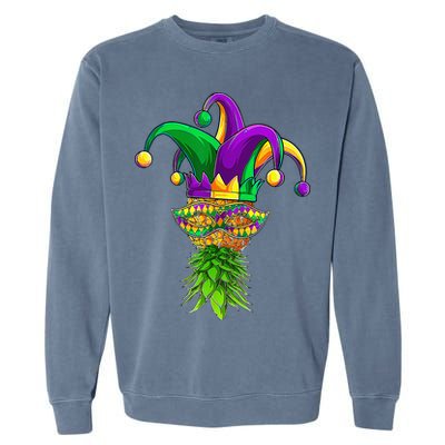 Upside Down Pineapple Mask Mardi Gras Garment-Dyed Sweatshirt