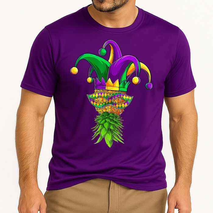 Upside Down Pineapple Mask Mardi Gras Cooling Performance Crew T-Shirt