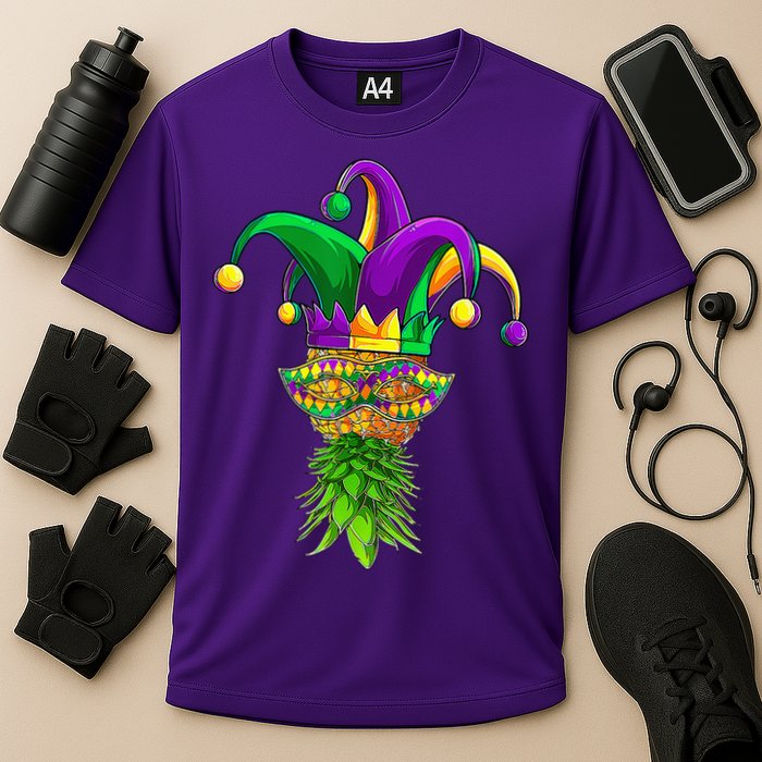 Upside Down Pineapple Mask Mardi Gras Cooling Performance Crew T-Shirt