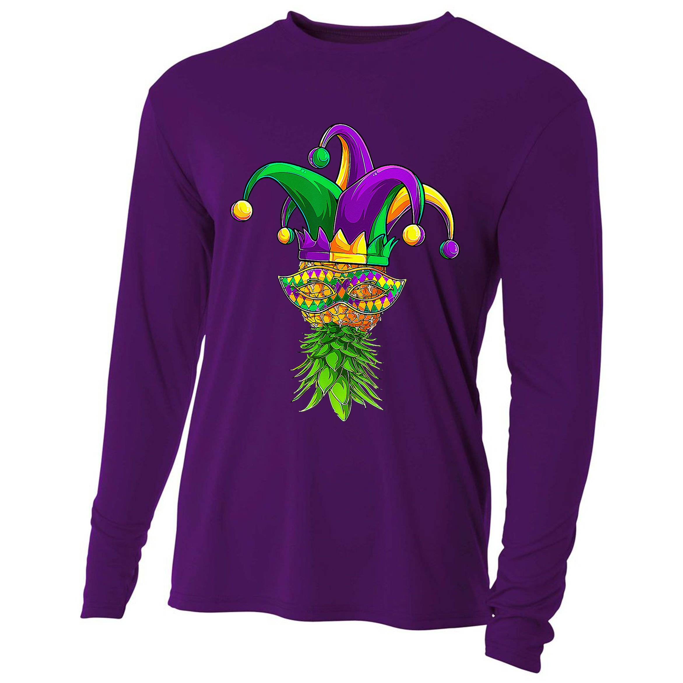 Upside Down Pineapple Mask Mardi Gras Cooling Performance Long Sleeve Crew