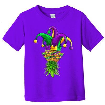 Upside Down Pineapple Mask Mardi Gras Toddler T-Shirt