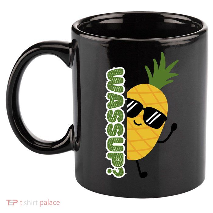 Upside Down Pineapple 11oz C Handle Ceramic Mug