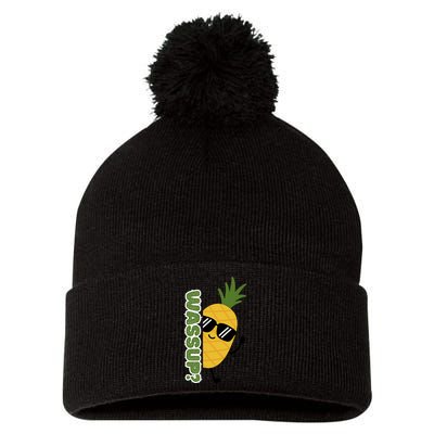 Upside Down Pineapple Pom Pom 12in Knit Beanie