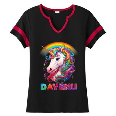 Unicorn Dayenu Passover Matzah Four Cups Ladies Halftime Notch Neck Tee