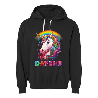 Unicorn Dayenu Passover Matzah Four Cups Garment-Dyed Fleece Hoodie