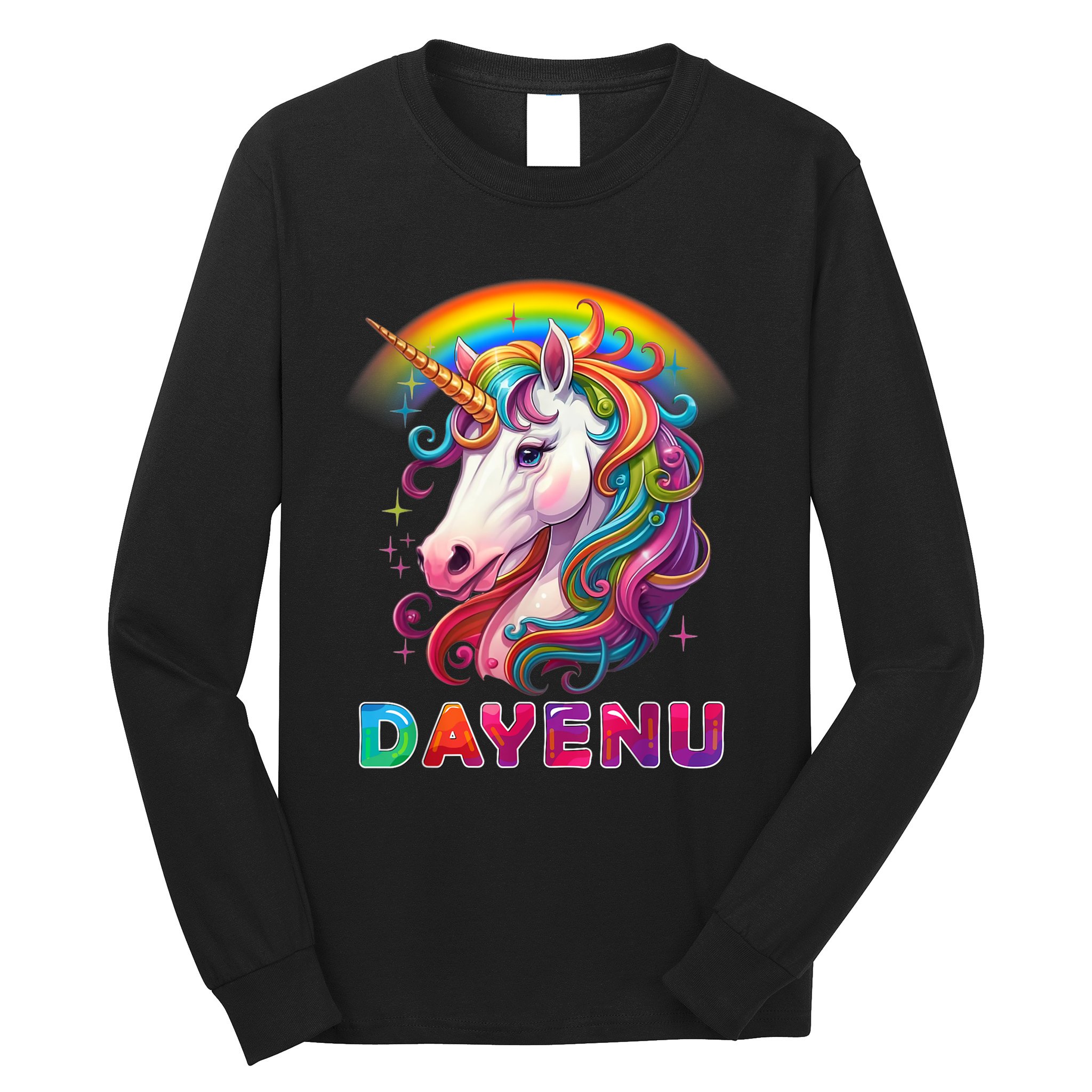Unicorn Dayenu Passover Matzah Four Cups Long Sleeve Shirt