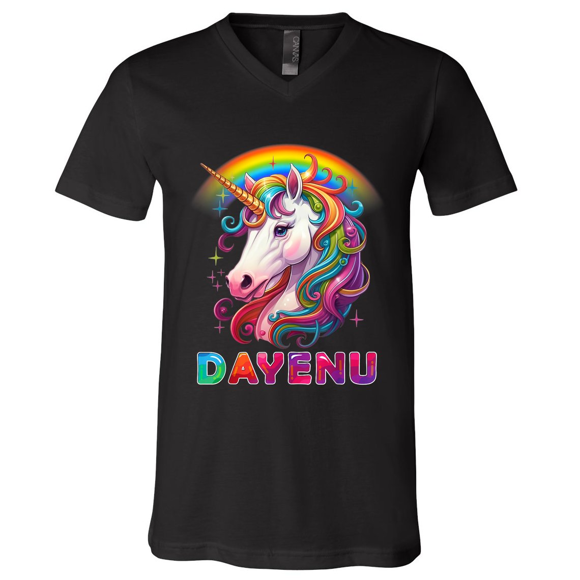Unicorn Dayenu Passover Matzah Four Cups V-Neck T-Shirt