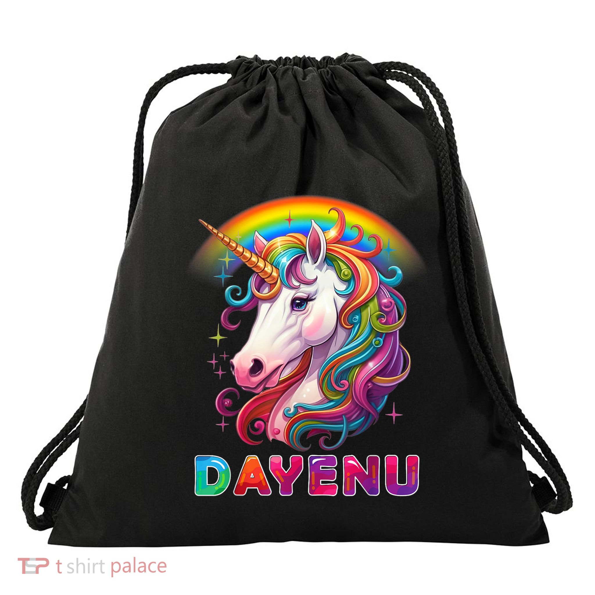 Unicorn Dayenu Passover Matzah Four Cups Drawstring Bag