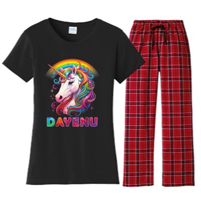 Unicorn Dayenu Passover Matzah Four Cups Women's Flannel Pajama Set