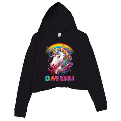 Unicorn Dayenu Passover Matzah Four Cups Crop Fleece Hoodie