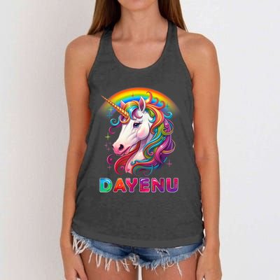 Unicorn Dayenu Passover Matzah Four Cups Women's Knotted Racerback Tank