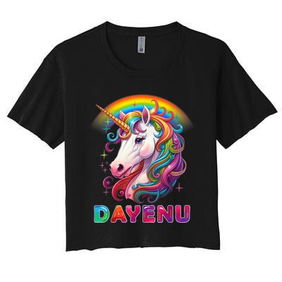 Unicorn Dayenu Passover Matzah Four Cups Women's Crop Top Tee