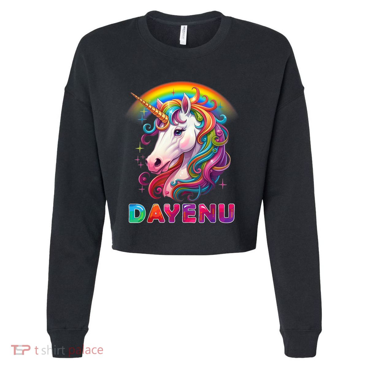 Unicorn Dayenu Passover Matzah Four Cups Cropped Pullover Crew