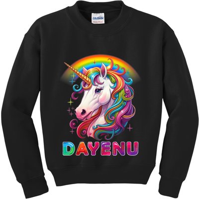 Unicorn Dayenu Passover Matzah Four Cups Kids Sweatshirt