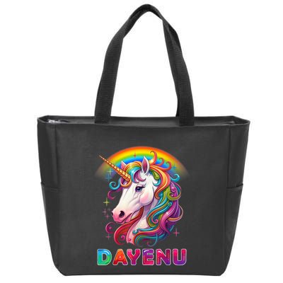 Unicorn Dayenu Passover Matzah Four Cups Zip Tote Bag