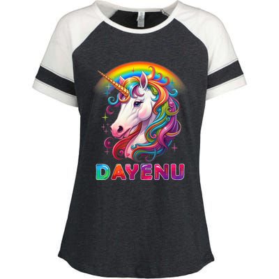 Unicorn Dayenu Passover Matzah Four Cups Enza Ladies Jersey Colorblock Tee