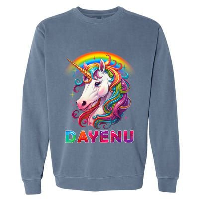 Unicorn Dayenu Passover Matzah Four Cups Garment-Dyed Sweatshirt