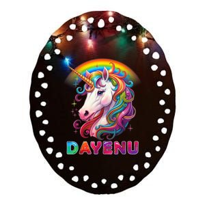 Unicorn Dayenu Passover Matzah Four Cups Ceramic Oval Ornament