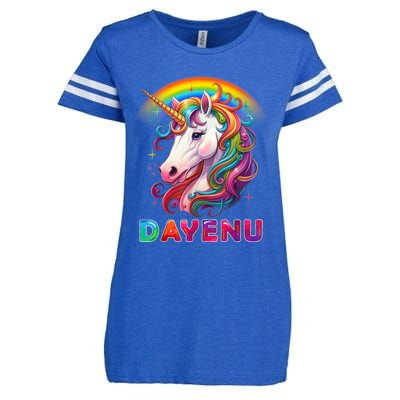 Unicorn Dayenu Passover Matzah Four Cups Enza Ladies Jersey Football T-Shirt