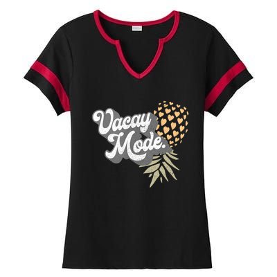 Upside Down Pineapple Vacay Mode Vacation Funny Swinger Gift Ladies Halftime Notch Neck Tee