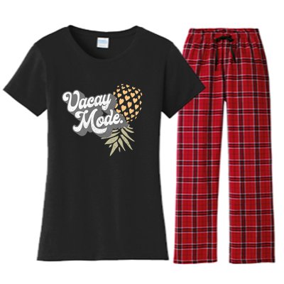 Upside Down Pineapple Vacay Mode Vacation Funny Swinger Gift Women's Flannel Pajama Set