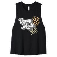 Upside Down Pineapple Vacay Mode Vacation Funny Swinger Gift Women's Racerback Cropped Tank