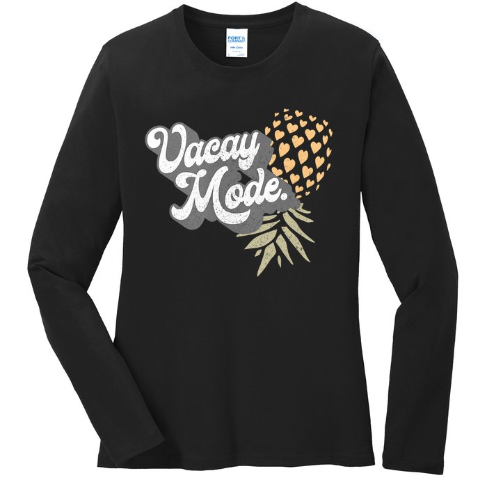 Upside Down Pineapple Vacay Mode Vacation Funny Swinger Gift Ladies Long Sleeve Shirt