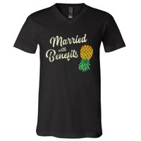 Upside Down Pineapple Married With Benefits Subtle Swinger V-Neck T-Shirt