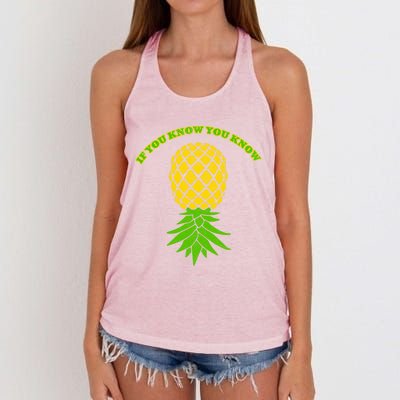 Upside Down Pineapple Gift Sharing Swinger Great Gift Women's Knotted Racerback Tank