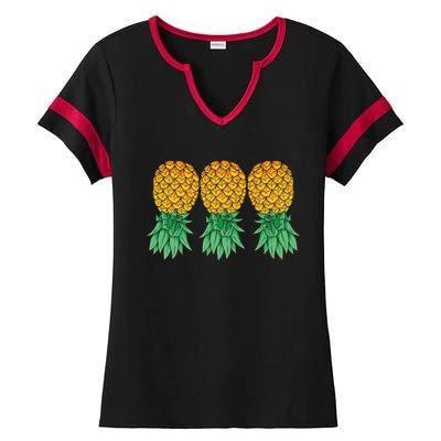 Upside Down Pineapples Gift Polyamory And Polyamorous Cute Gift Ladies Halftime Notch Neck Tee