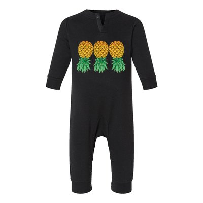 Upside Down Pineapples Gift Polyamory And Polyamorous Cute Gift Infant Fleece One Piece