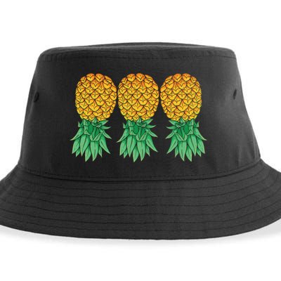 Upside Down Pineapples Gift Polyamory And Polyamorous Cute Gift Sustainable Bucket Hat