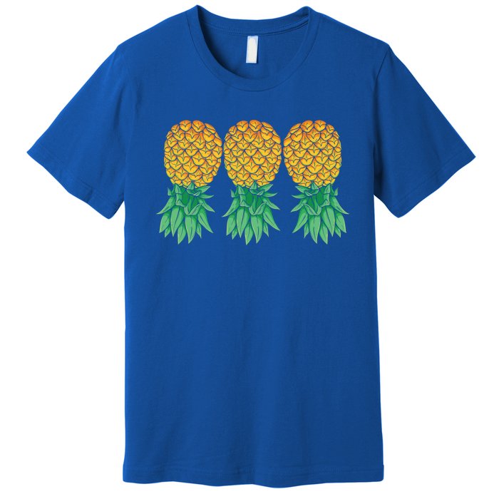 Upside Down Pineapples Gift Polyamory And Polyamorous Cute Gift Premium T-Shirt