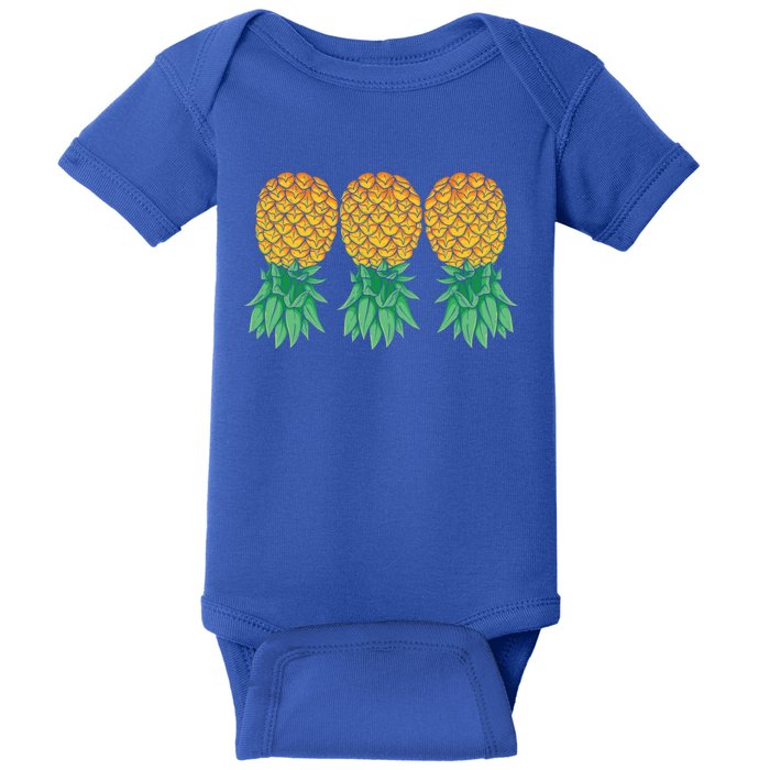 Upside Down Pineapples Gift Polyamory And Polyamorous Cute Gift Baby Bodysuit