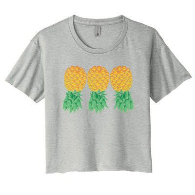 Upside Down Pineapples Gift Polyamory And Polyamorous Cute Gift Women's Crop Top Tee