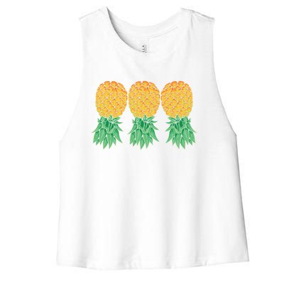 Upside Down Pineapples Gift Polyamory And Polyamorous Cute Gift Women's Racerback Cropped Tank