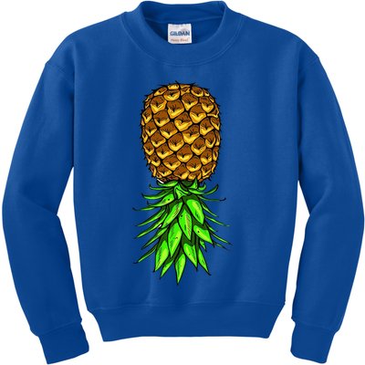 Upside Down Pineapple Gift Tropical Swinger Party Gift Kids Sweatshirt