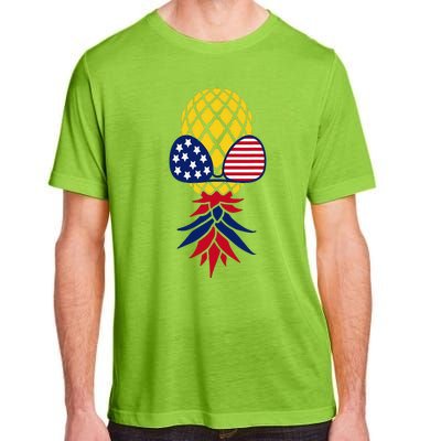 Upside Down Pineapple Sunglasses July 4th Swingers Us Flag Adult ChromaSoft Performance T-Shirt