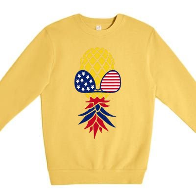 Upside Down Pineapple Sunglasses July 4th Swingers Us Flag Premium Crewneck Sweatshirt