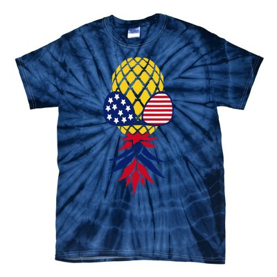 Upside Down Pineapple Sunglasses July 4th Swingers Us Flag Tie-Dye T-Shirt