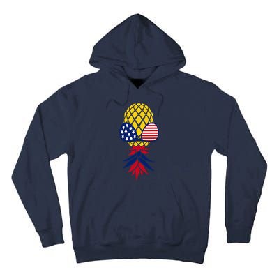 Upside Down Pineapple Sunglasses July 4th Swingers Us Flag Tall Hoodie